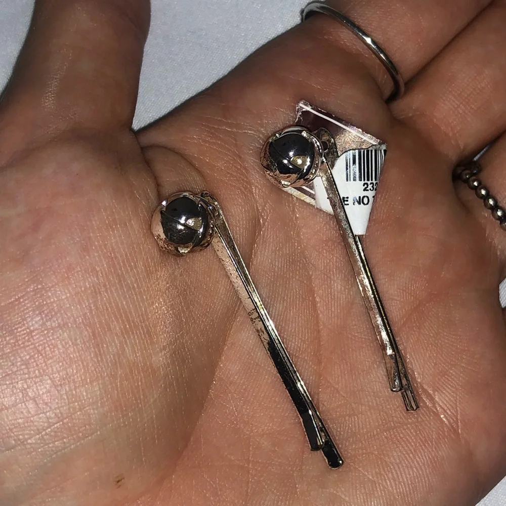 henri bendel Silver Logo Ball Bobby Pins, Rare Collector’s Piece.